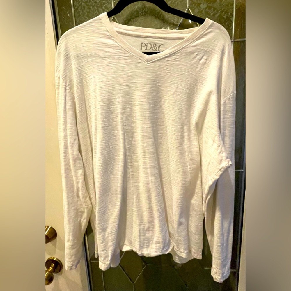 PD&C Men's White knit shirt Size XL